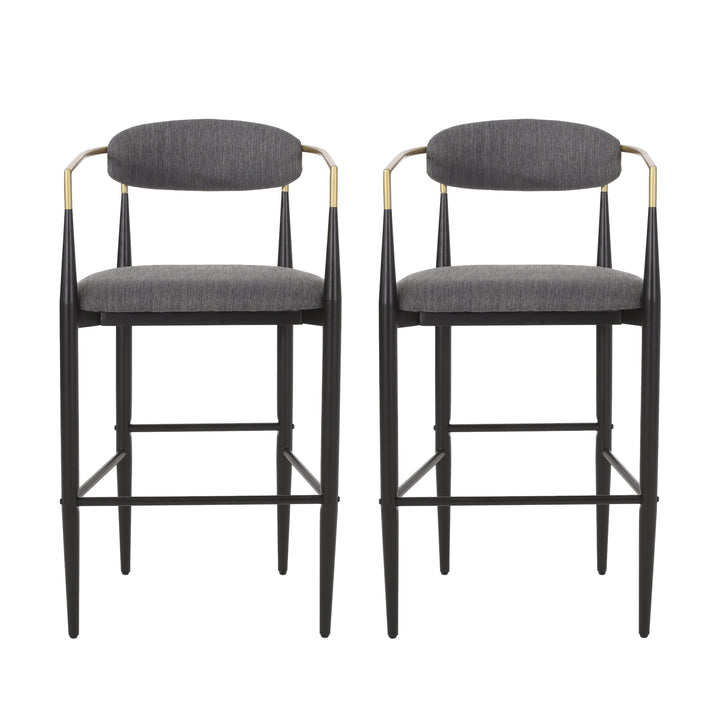 Upholstered Iron Bar Stool – Gray (Set of 2)