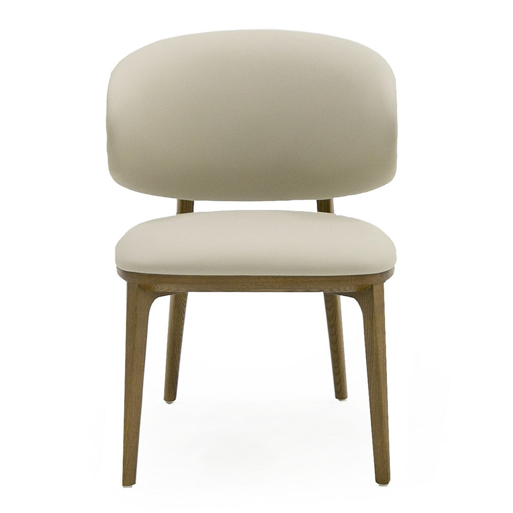 Chance - Contemporary Cream and Brown Leatherette Walnut Dining Chair - View 2