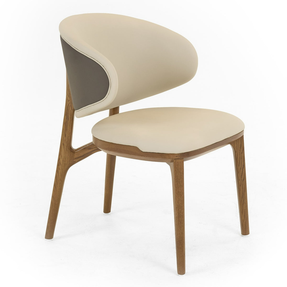 Chance - Contemporary Cream and Brown Leatherette Walnut Dining Chair