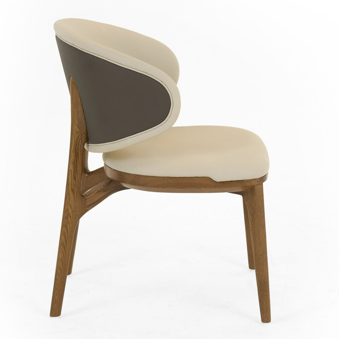 Chance - Contemporary Cream and Brown Leatherette Walnut Dining Chair