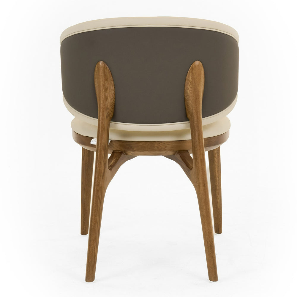 Chance - Contemporary Cream and Brown Leatherette Walnut Dining Chair - View 4