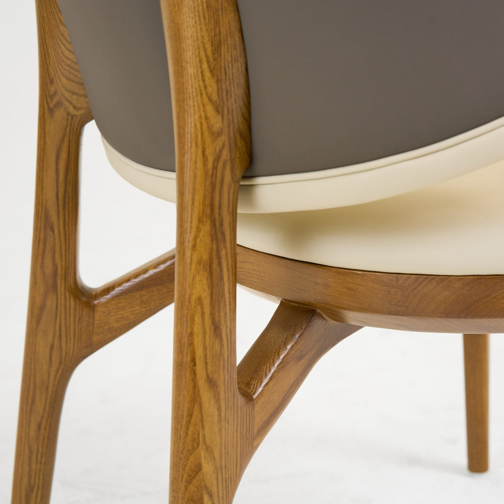 Chance - Contemporary Cream and Brown Leatherette Walnut Dining Chair - View 5