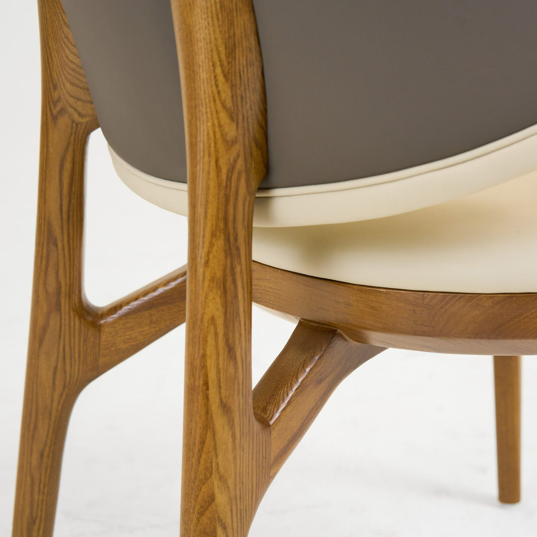 Chance - Contemporary Cream and Brown Leatherette Walnut Dining Chair