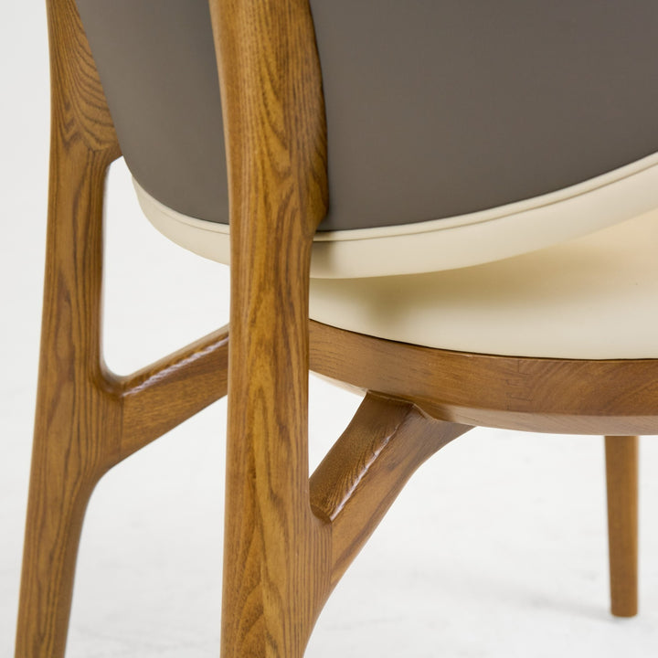 Chance - Contemporary Cream and Brown Leatherette Walnut Dining Chair