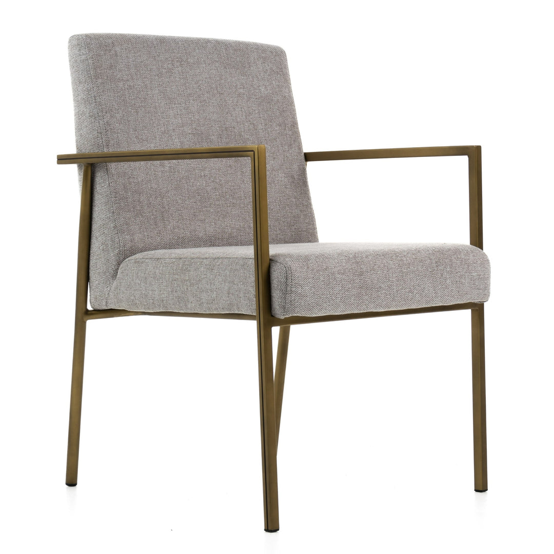 Burnham - Modern Light Grey & Brass Arm Dining Chair