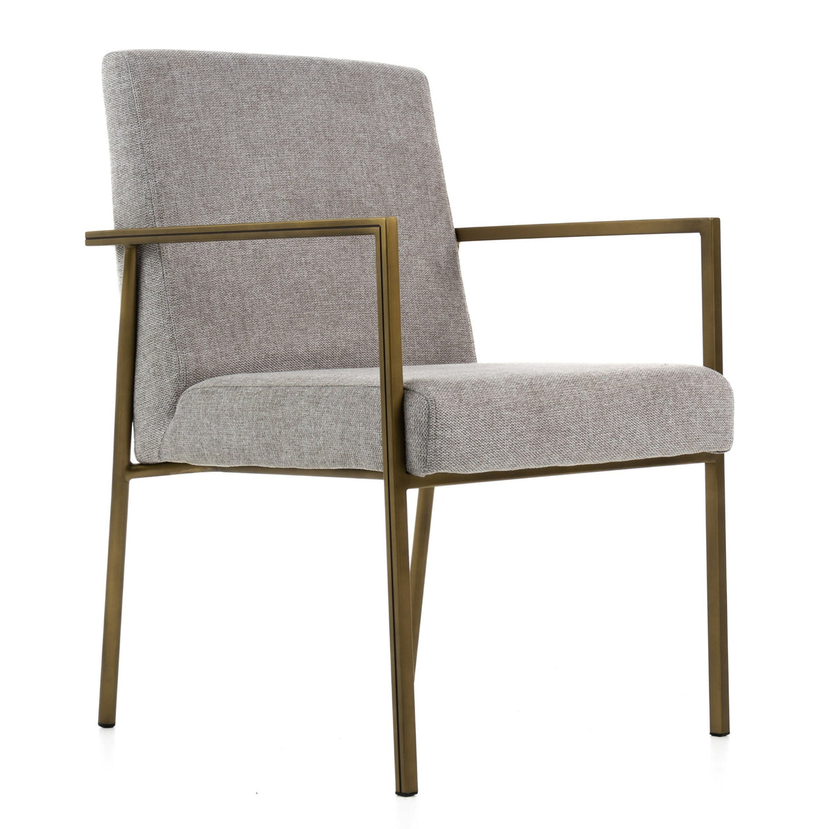 Burnham - Modern Light Grey & Brass Arm Dining Chair