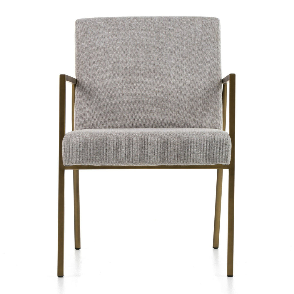 Burnham - Modern Light Grey & Brass Arm Dining Chair - View 6