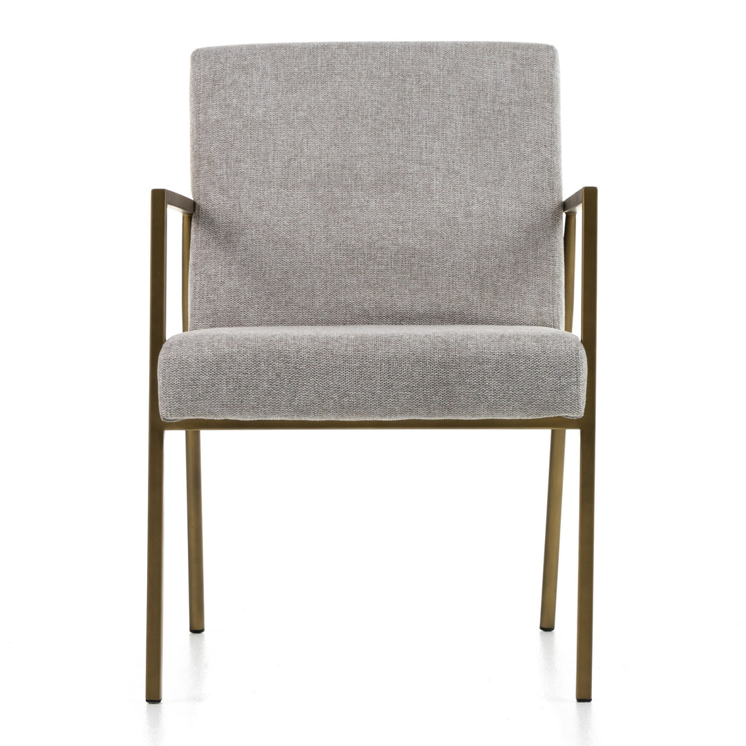 Burnham - Modern Light Grey & Brass Arm Dining Chair