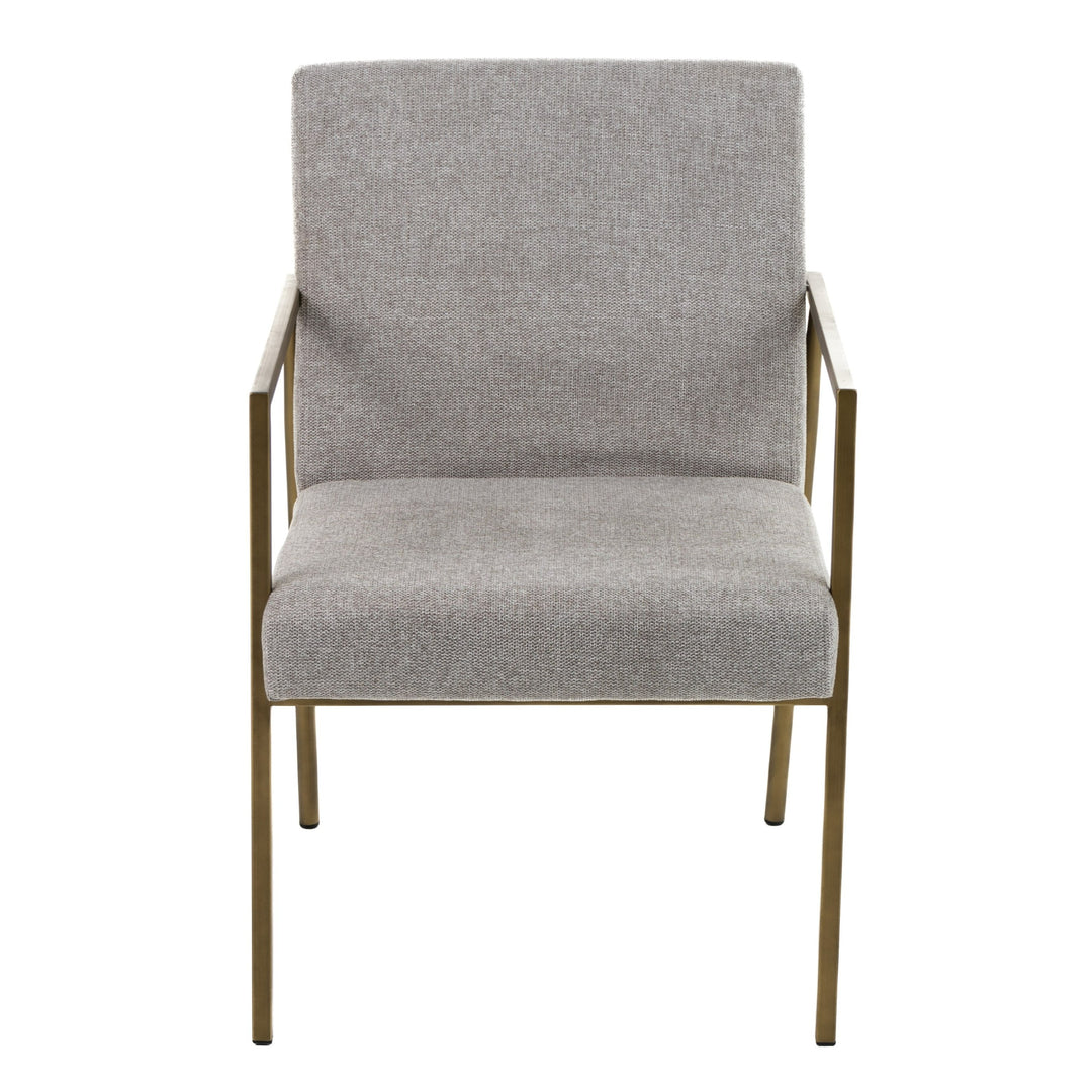 Burnham - Modern Light Grey & Brass Arm Dining Chair