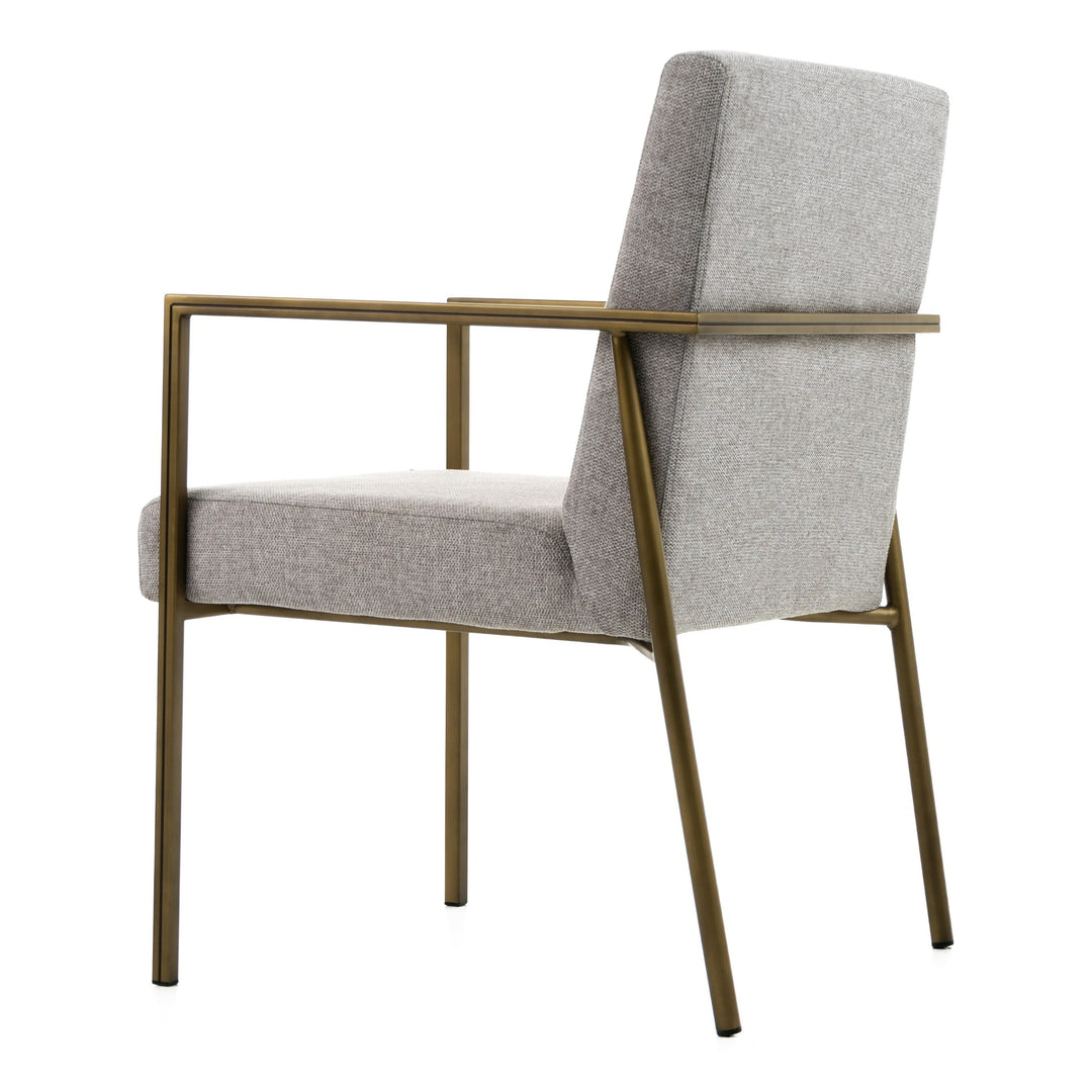 Burnham - Modern Light Grey & Brass Arm Dining Chair