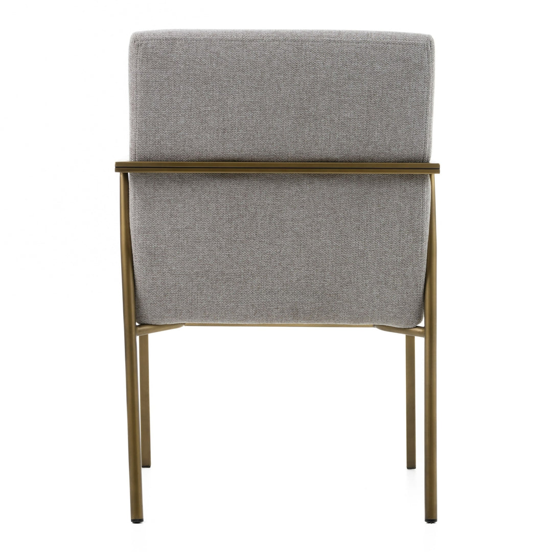 Burnham - Modern Light Grey & Brass Arm Dining Chair