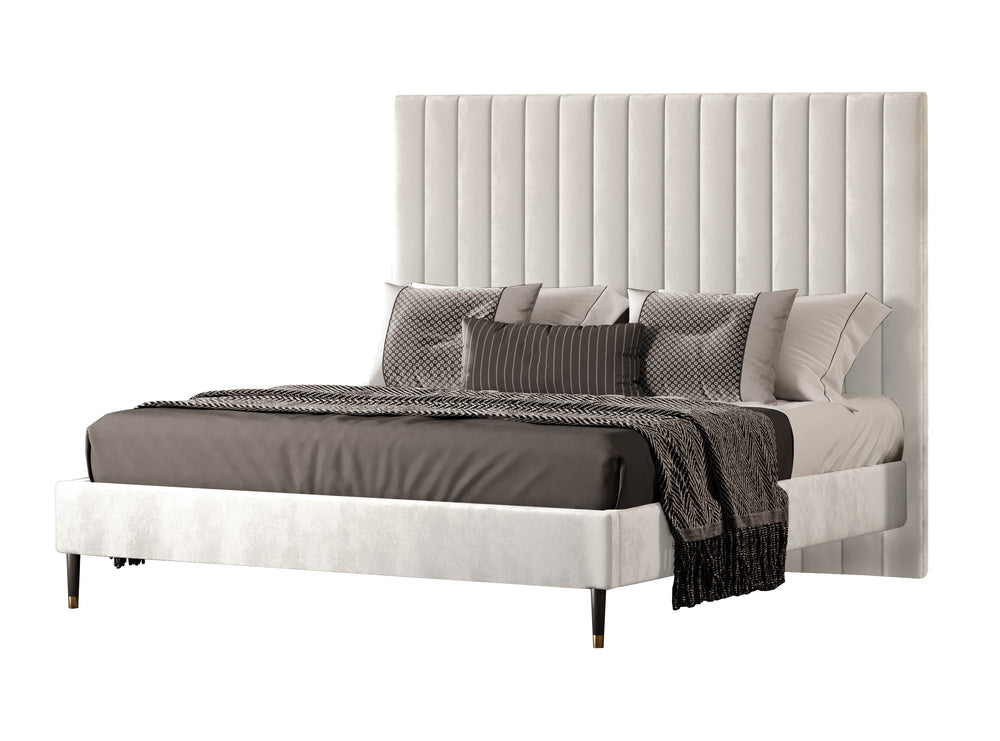 Hemlock - Contemporary White Fabric Bed - View 3