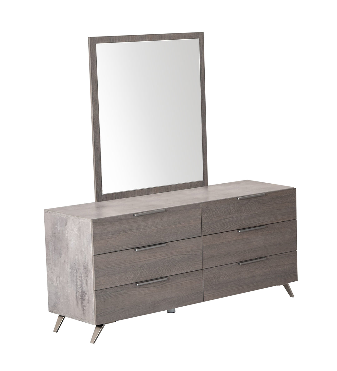 Bronx Italian Modern Faux Concrete & Grey Dresser & Mirror Set