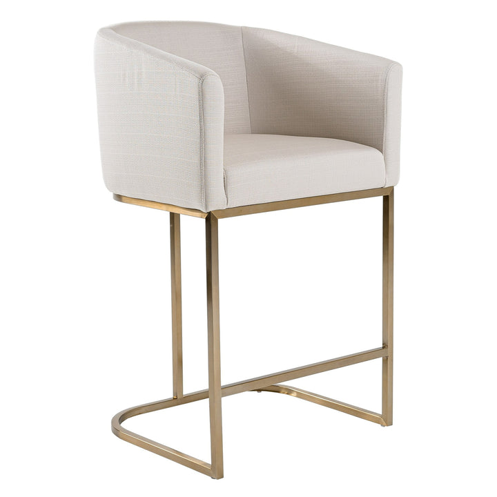 Yukon - Modern Off White Fabric  and  Brushed Brass Counter Chair