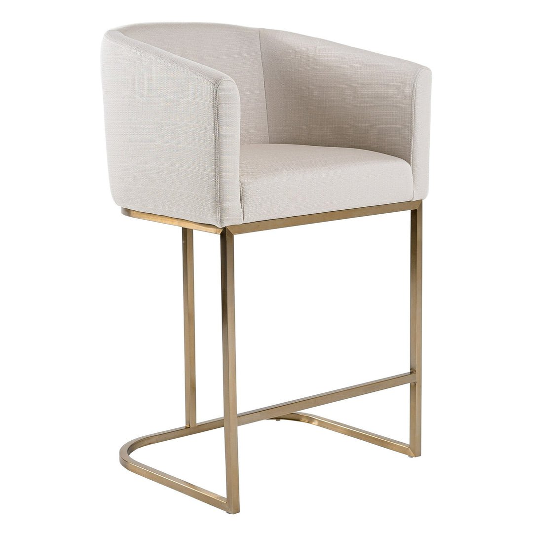 Yukon  Modern Off White Fabric & Brushed Brass Counter Chair