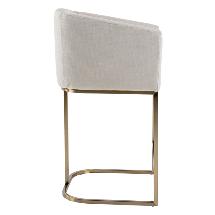 Yukon  Modern Off White Fabric & Brushed Brass Counter Chair