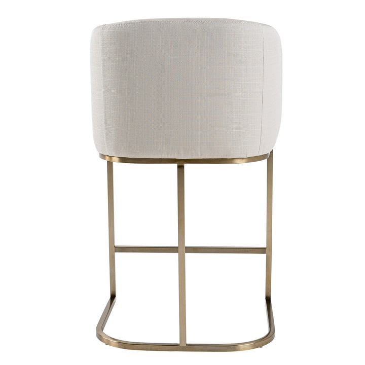 Yukon  Modern Off White Fabric & Brushed Brass Counter Chair