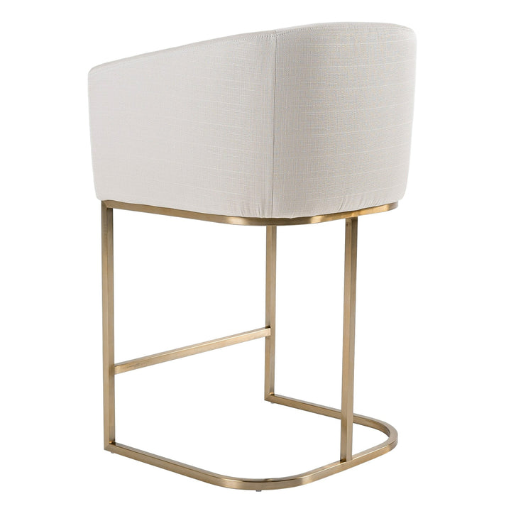 Yukon  Modern Off White Fabric & Brushed Brass Counter Chair