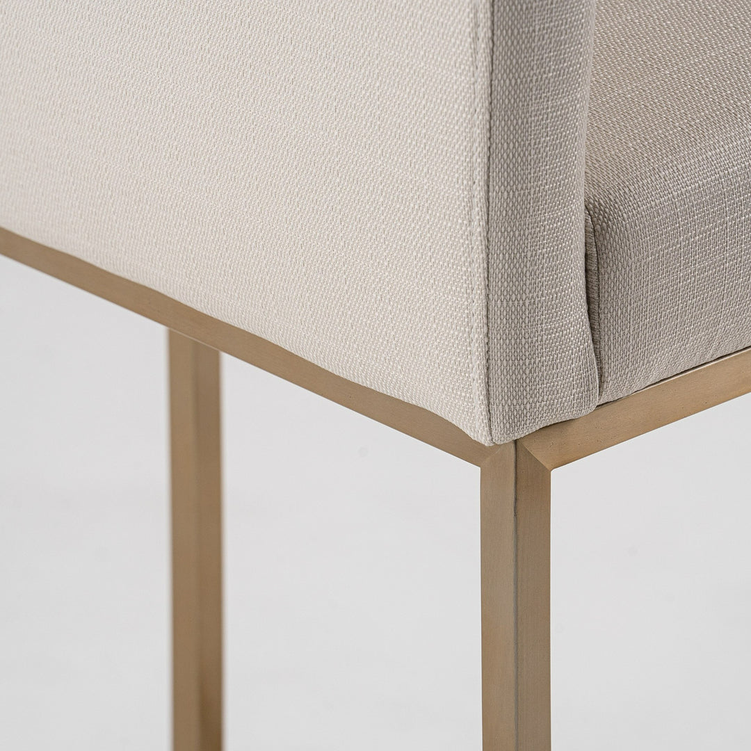 Yukon - Modern Off White Fabric  and  Brushed Brass Counter Chair