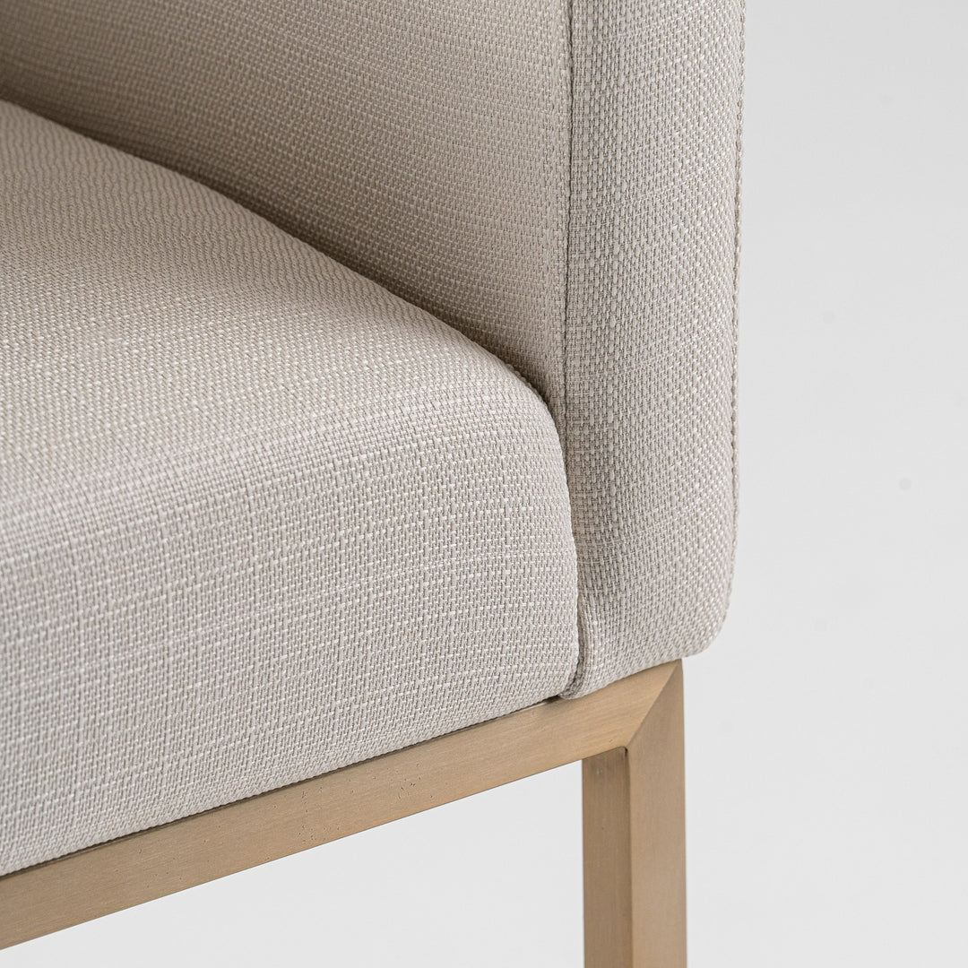 Yukon - Modern Off White Fabric  and  Brushed Brass Counter Chair