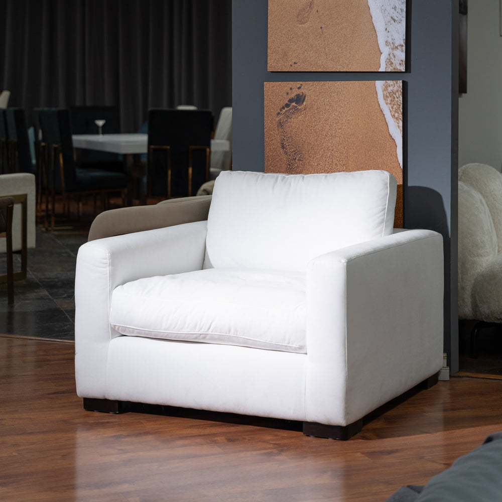 Poppy - Modern White Fabric Lounge Chair - View 2