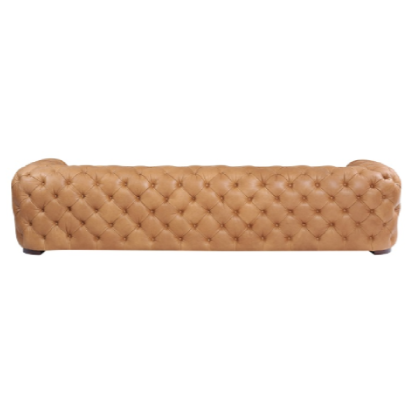 Dexter - Transitional Camel Full Italian Leather Tufted Sofa