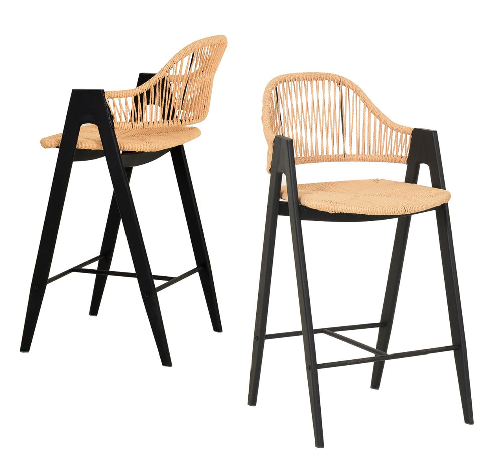 Gayle - Modern Rattan Counter Stool Set of 2 - View 3