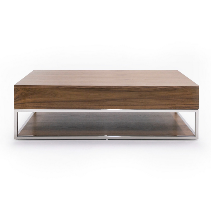 Heloise - Modern Walnut and Stainless Steel Coffee Table