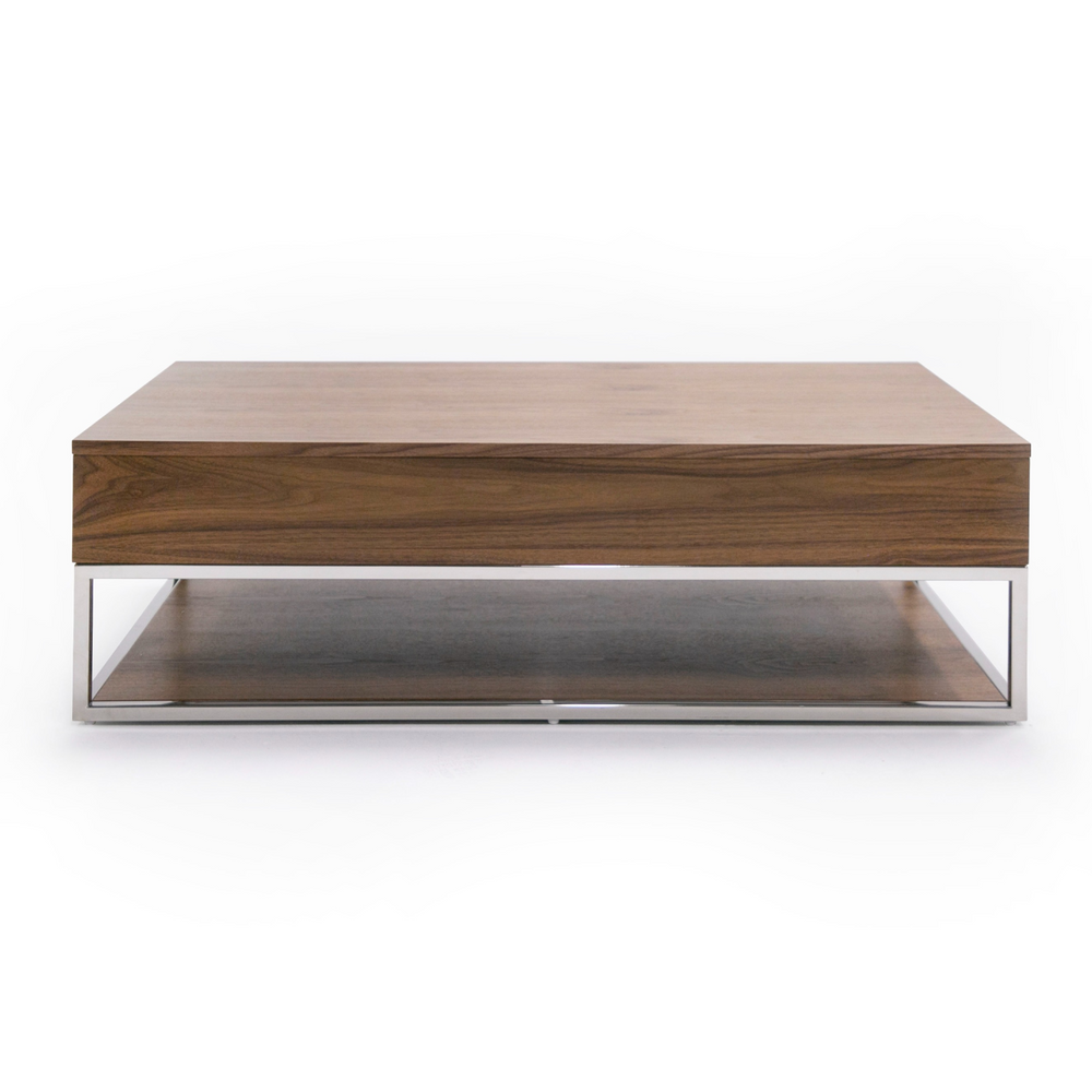 Heloise - Modern Walnut and Stainless Steel Coffee Table