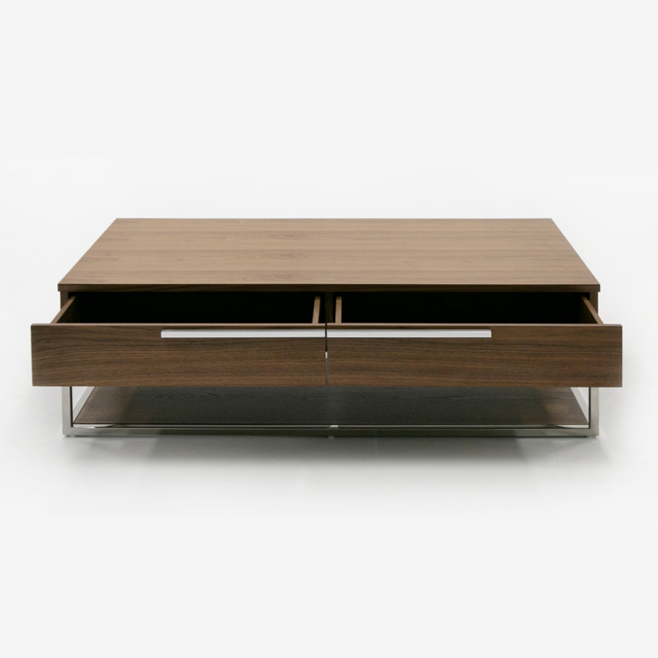 Heloise - Modern Walnut and Stainless Steel Coffee Table