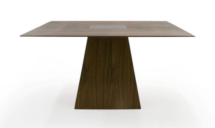 Cora- Modern Walnut and Black Tempered Glass Dining Table