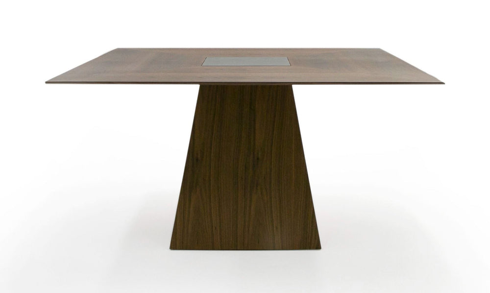 Cora- Modern Walnut and Black Tempered Glass Dining Table - View 10
