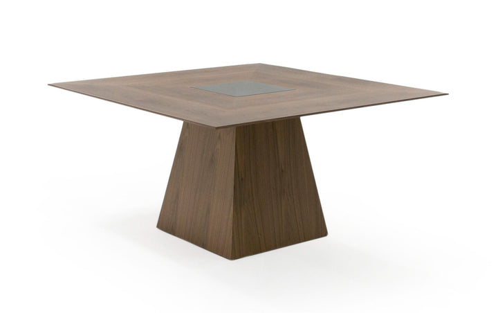 Cora- Modern Walnut and Black Tempered Glass Dining Table