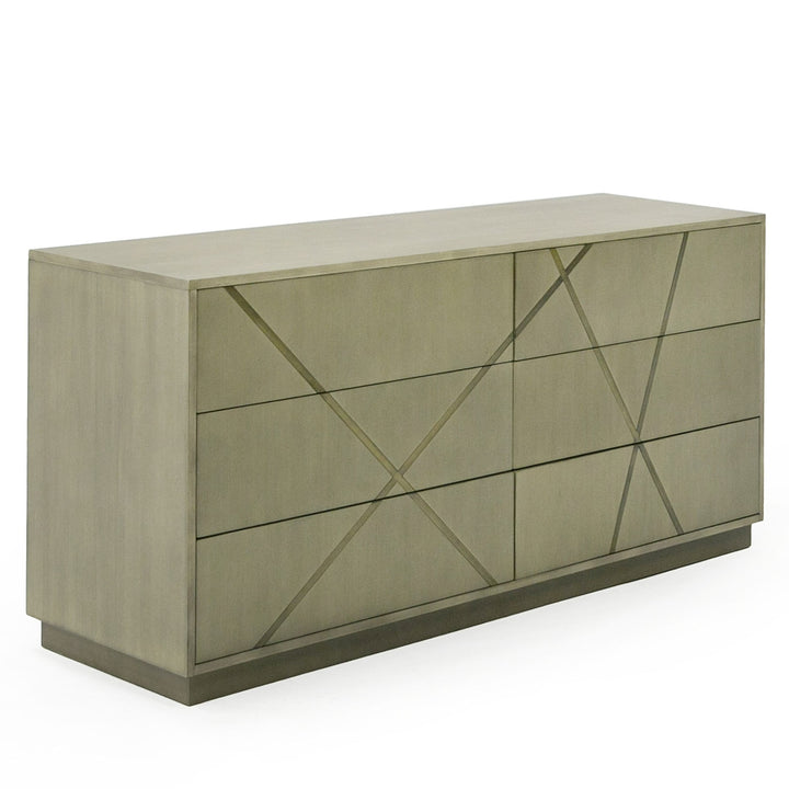 Nixa - Modern Wide Birch + Brushed Bronze Dresser