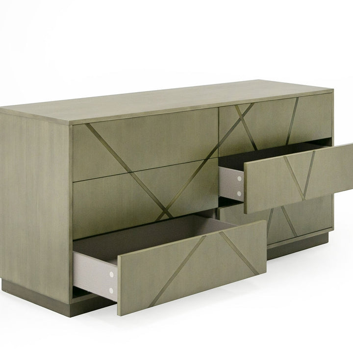 Nixa - Modern Wide Birch  Brushed Bronze Dresser