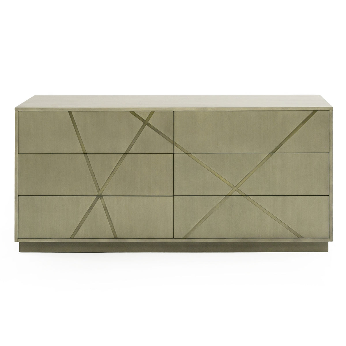 Nixa - Modern Wide Birch + Brushed Bronze Dresser