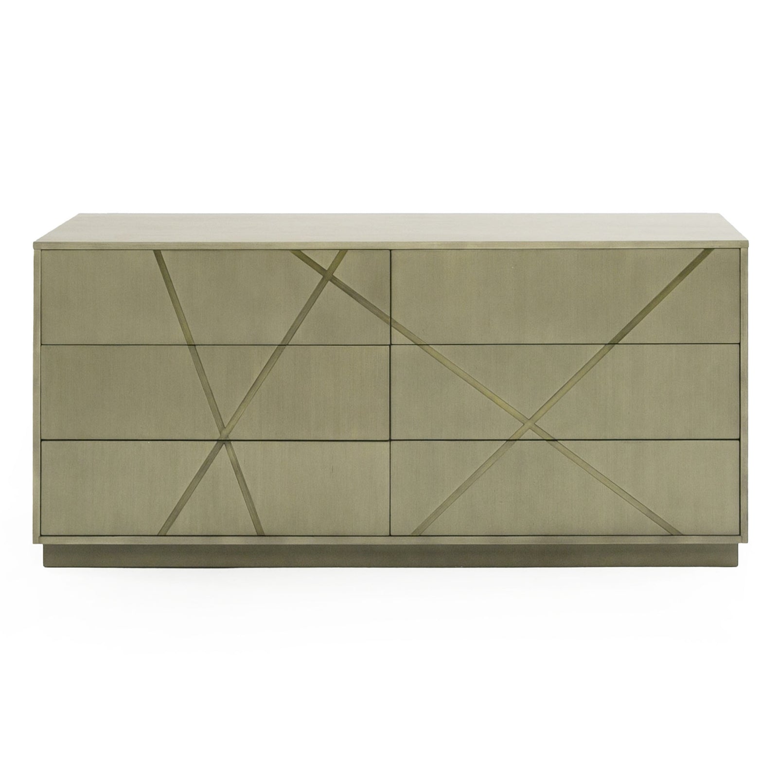 Nixa - Modern Wide Birch  Brushed Bronze Dresser