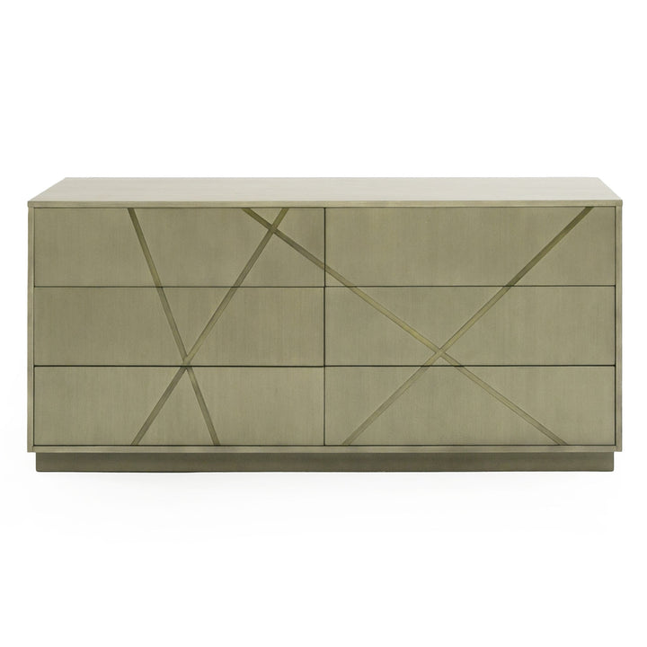 Nixa - Modern Wide Birch  Brushed Bronze Dresser