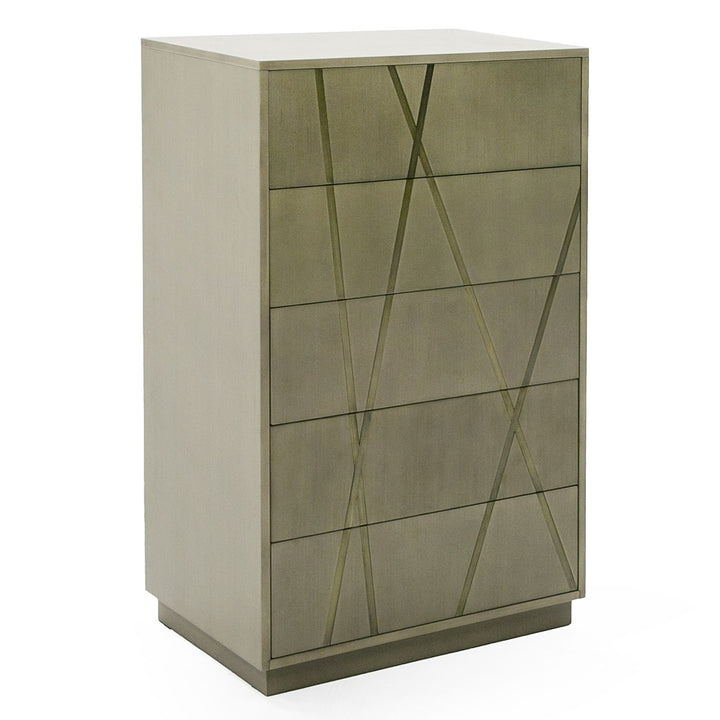 Nixa - Modern Wide Birch  Brushed Bronze Chest