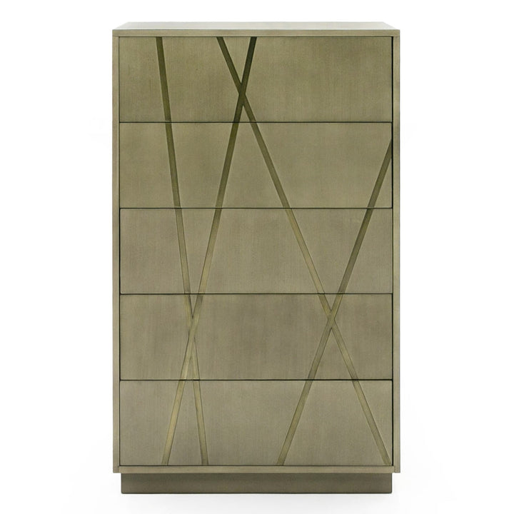Nixa - Modern Wide Birch + Brushed Bronze Chest