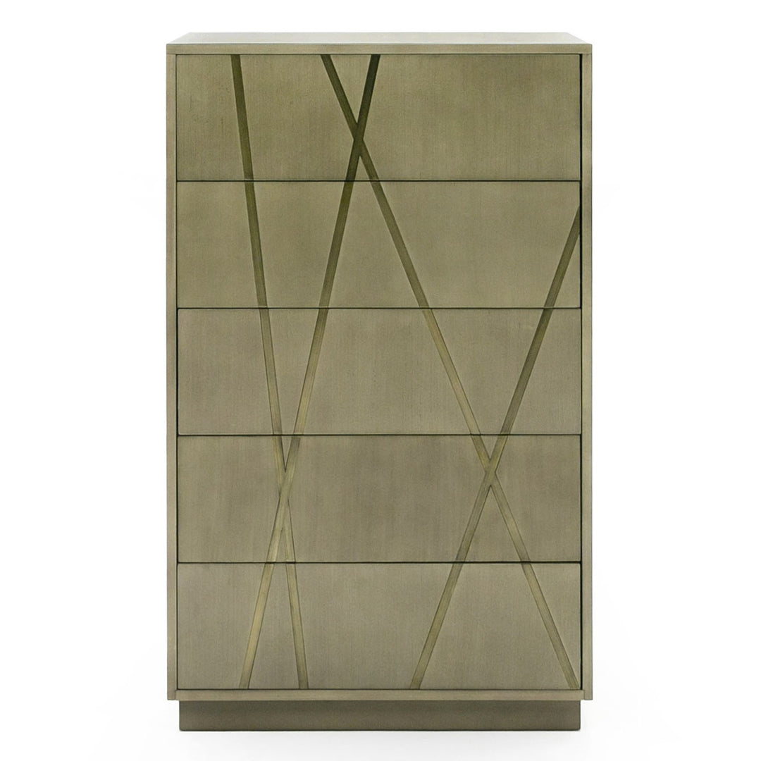 Nixa - Modern Wide Birch + Brushed Bronze Chest
