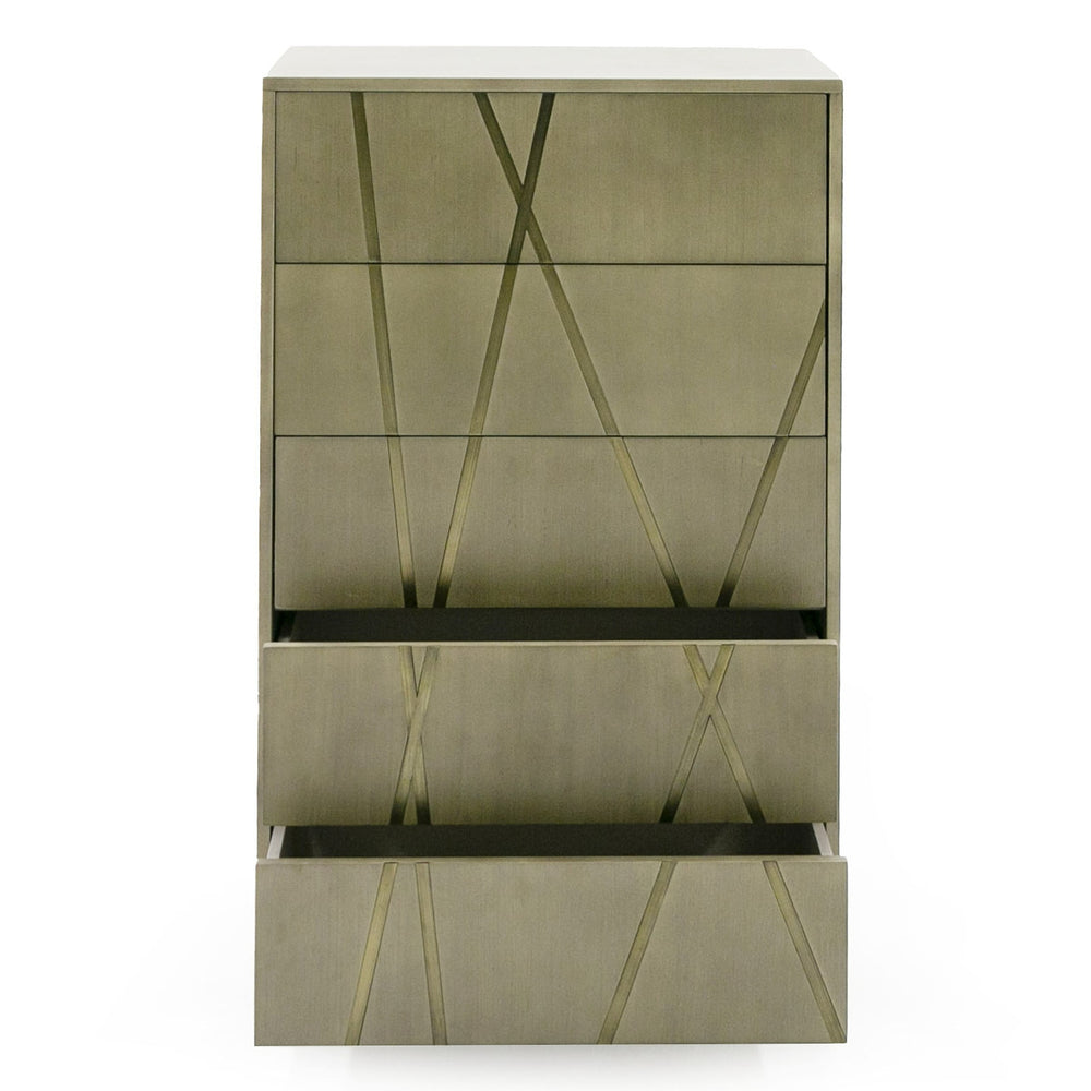 Nixa - Modern Wide Birch + Brushed Bronze Chest - View 4