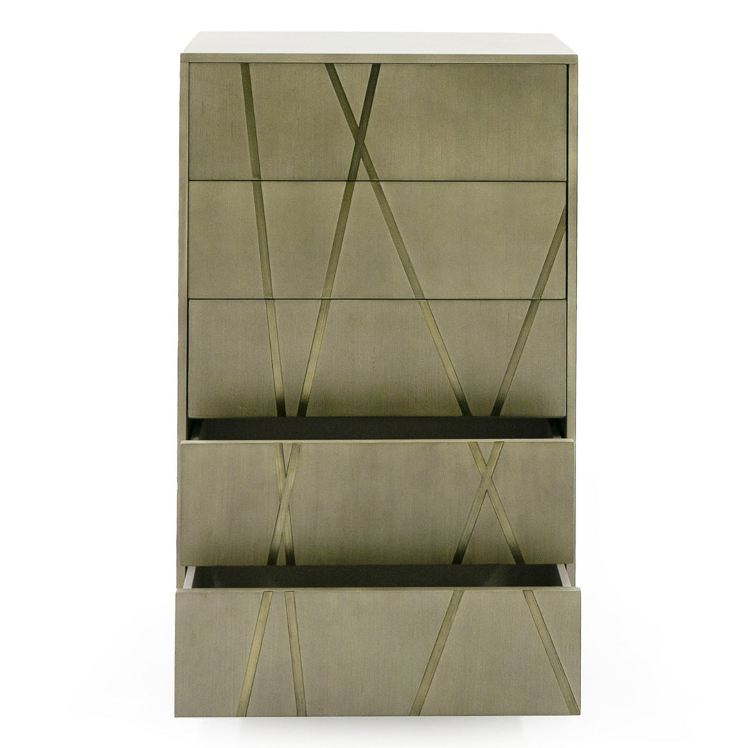 Nixa - Modern Wide Birch + Brushed Bronze Chest