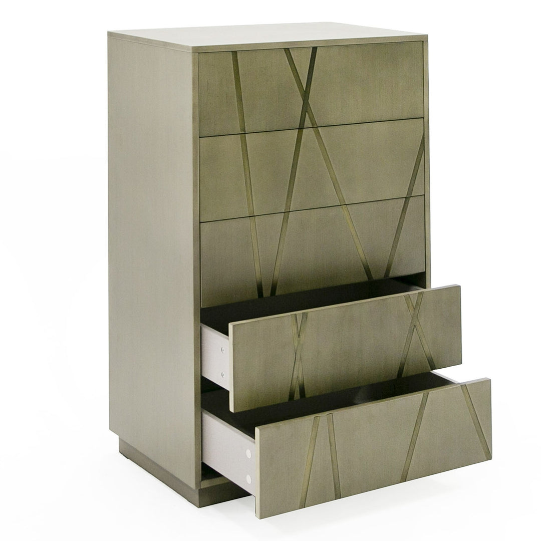 Nixa - Modern Wide Birch  Brushed Bronze Chest