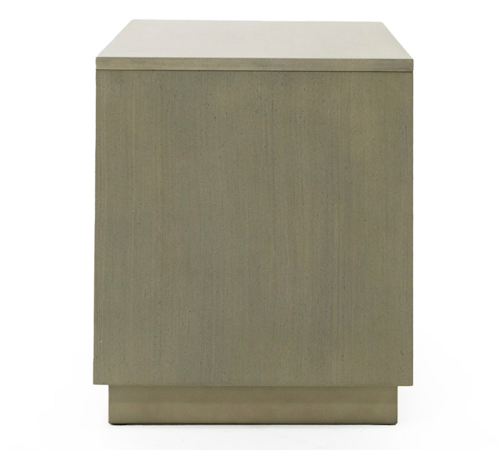 Nixa - Modern Wide Birch + Brushed Bronze Nightstand - View 7