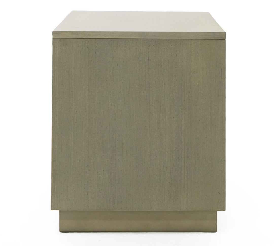 Nixa - Modern Wide Birch + Brushed Bronze Nightstand