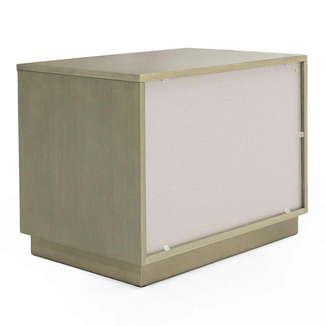 Nixa  Modern Wide Birch + Brushed Bronze Nightstand