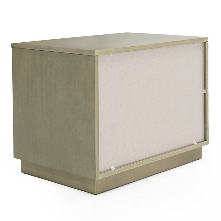 Nixa - Modern Wide Birch + Brushed Bronze Nightstand