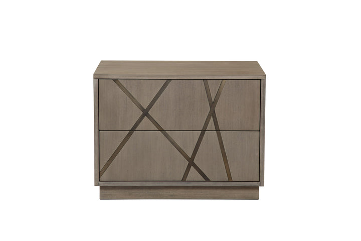 Nixa - Modern Beige Velvet  Brushed Bronze  Birch Bed  Nightstands-queen