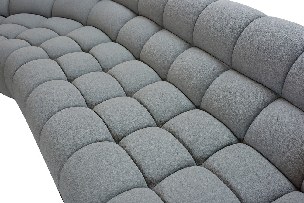 Yolonda - Modern Light Grey Curved Sectional Sofa - View 11